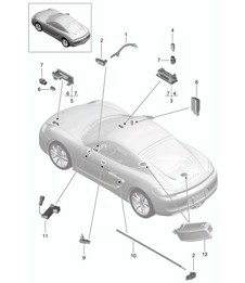 Interior lights / Door warning light / Footwell light / Luggage compartment lamp / Glove box light / Light Exterior mirror 981C Cayman / Cayman S 2014-16