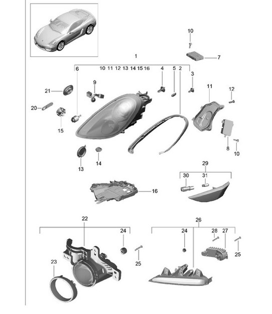 Diagram 905-002 Porsche Macan (95B) MK1 (2014-2018) Electrical equipment