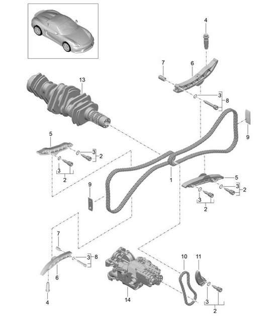 Diagram 103-015 Porsche 996 C4 3.4L 1997-08/01 引擎