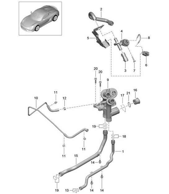 Diagram 105-005 Porsche Panamera Turbo S V8 4.8L 引擎