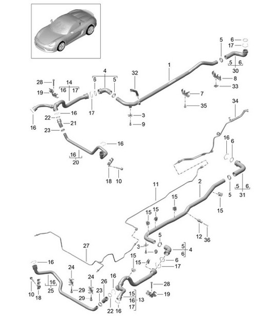 Diagram 105-010 Porsche 卡宴 92A（958） 2010-2017 引擎
