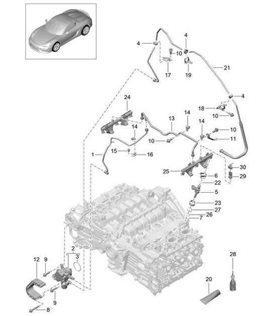 Diagram 107-005 Porsche Boxster 986/987/981（1997 年 - 2016 年） 引擎