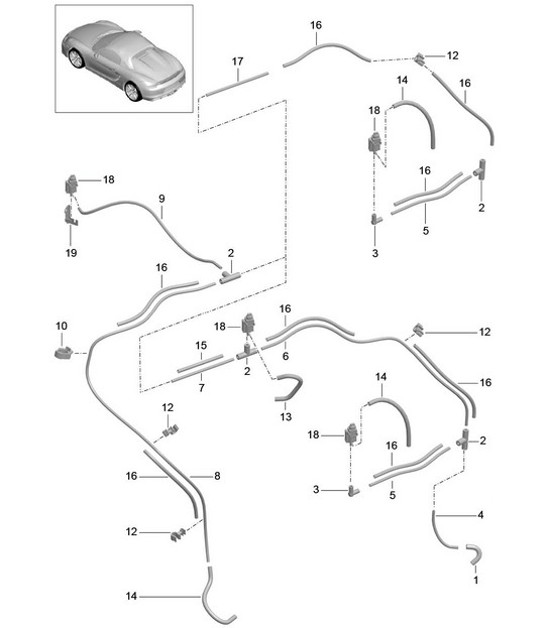 Diagram 107-015 Porsche Boxster 986/987/981 (1997-2016) Moteur