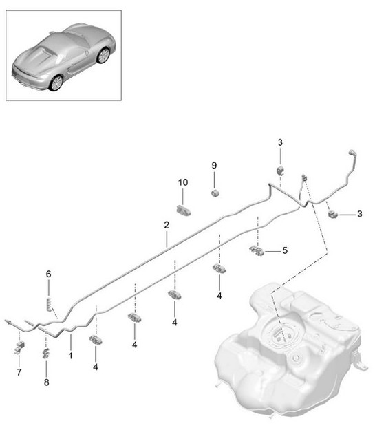 Diagram 201-005 Porsche 957 Cayenne 3.0L Diesel 2007-10 Fuel System, Exhaust System