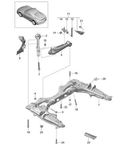 Diagram 401-000 Porsche 968 (1992-1995) Front Axle, Steering 