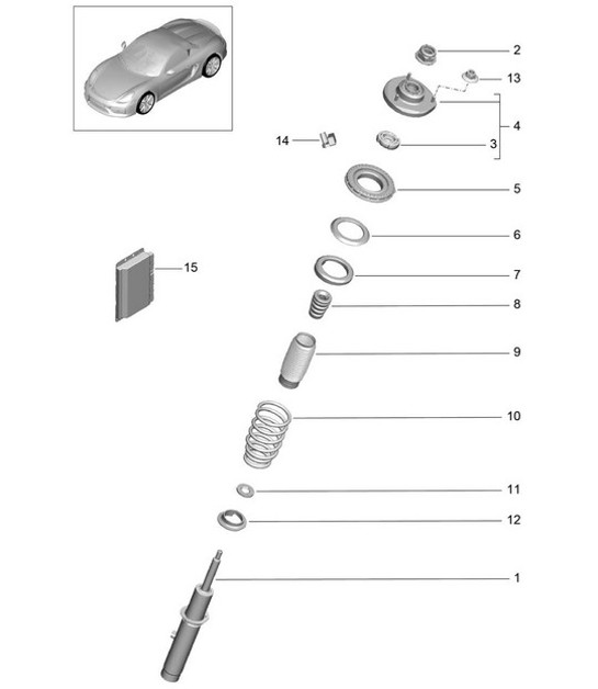 Diagram 402-000 Porsche Cayenne Turbo / Turbo S 4.8L 2007>> Assale anteriore, sterzo 
