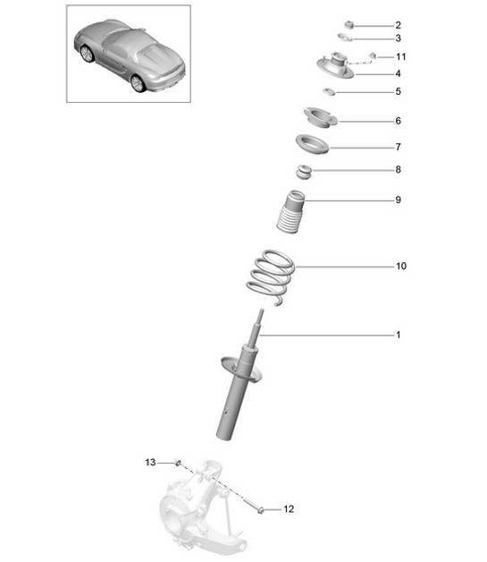 Diagram 502-000 Porsche 964 (911) RS 3.6L 1991-93 Asse posteriore