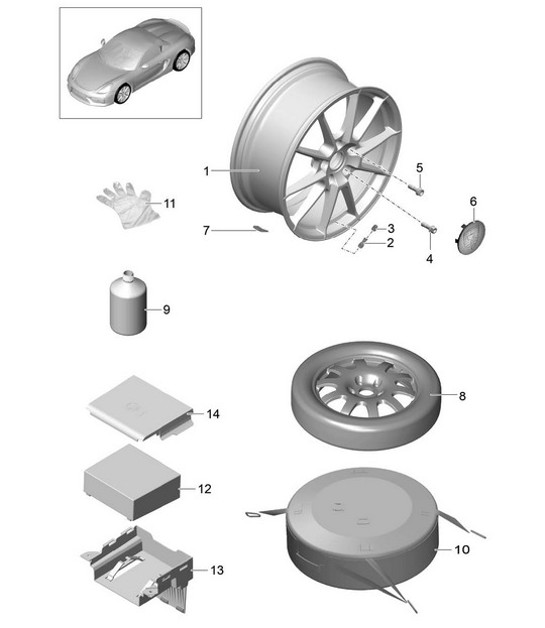 Diagram 601-000 Porsche 991（911）MK1 2012-2016 年 车轮、制动器