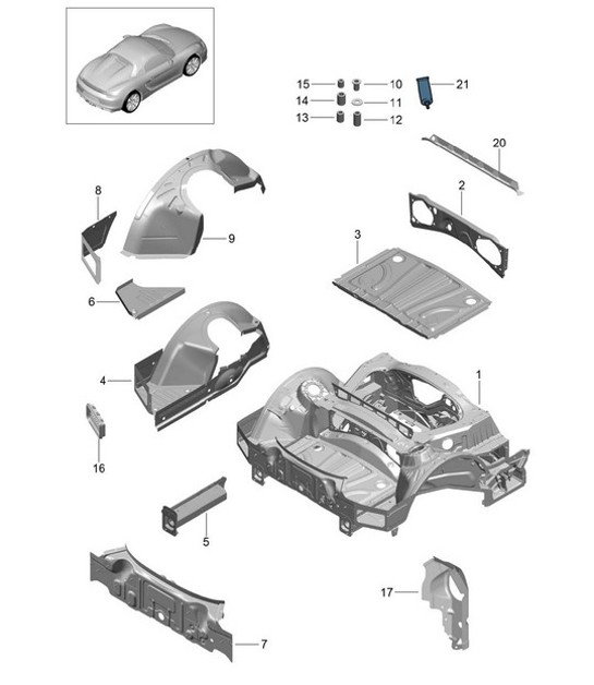 Diagram 801-035 Porsche 968 (1992-1995) Carrosserie