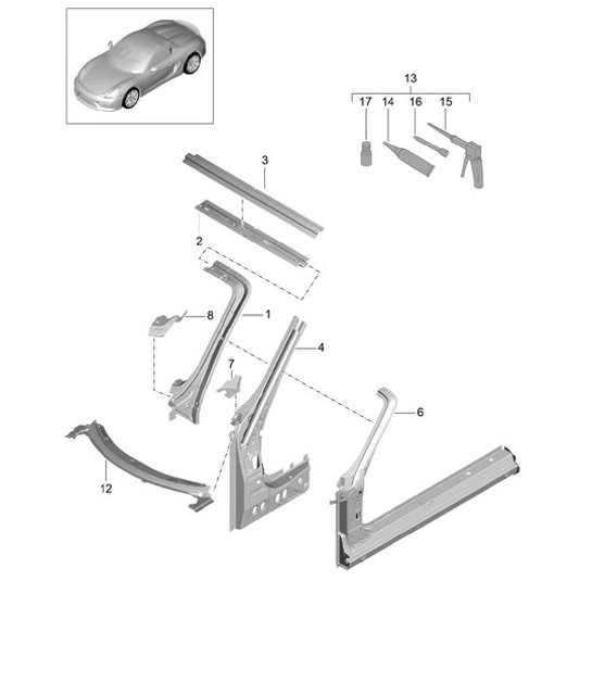 Diagram 801-045 Porsche Cayenne S V6 3.0L Híbrido 380 CV Carrocería