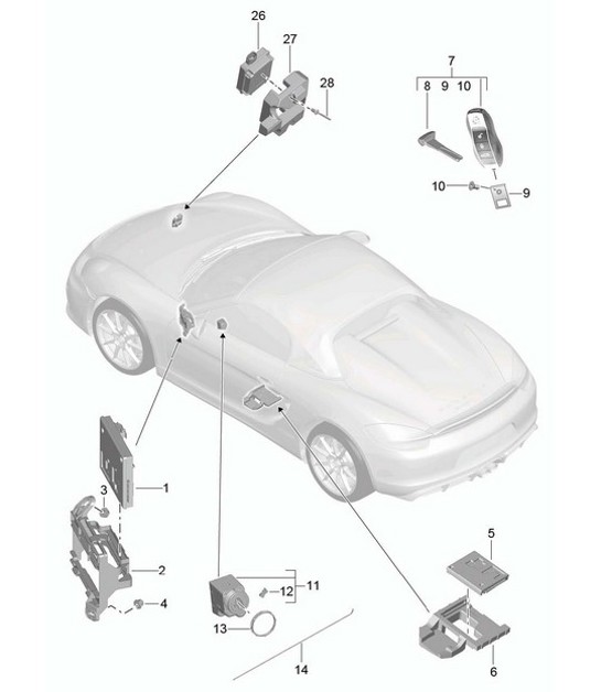 Diagram 901-004 Porsche 卡宴 S/GTS 4.8L 2007>> 电子设备