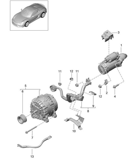 Diagram 902-005 Porsche Boxster 986/987/981 (1997-2016) Équipement électrique