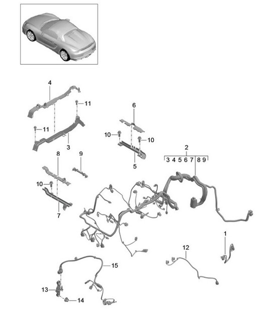 Diagram 902-020 Porsche 957 Cayenne Turbo / Turbo S 4.8L 2007-10 Electrical equipment