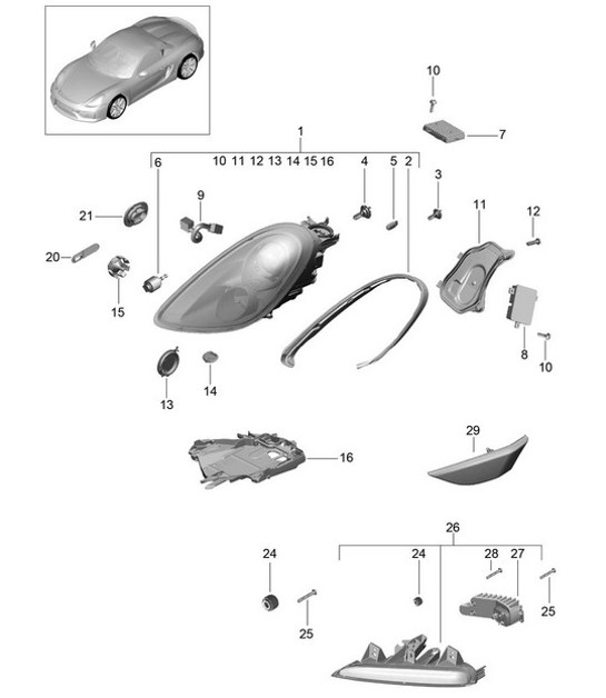Diagram 905-002 Porsche 卡宴 Coupe S V6 2.9L 汽油 440Hp 