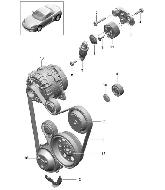 Diagram 101-010 Porsche 991 Carrera C2 3.4L (350 ch) Moteur