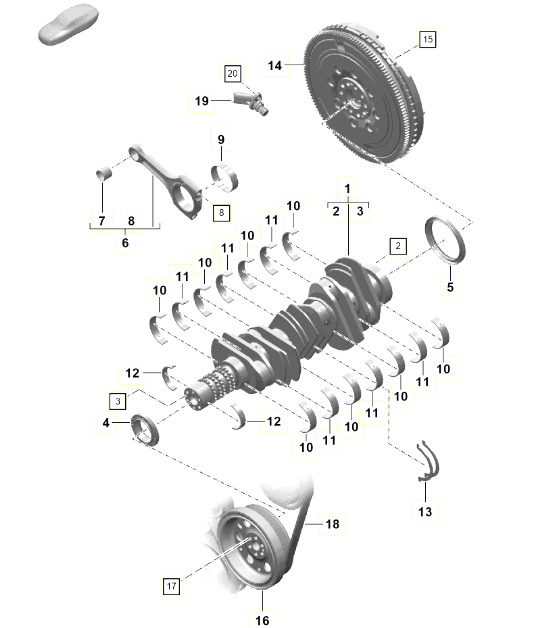 Diagram 102-001 Porsche Cayman GT4 3.8L 2015-16 Motore