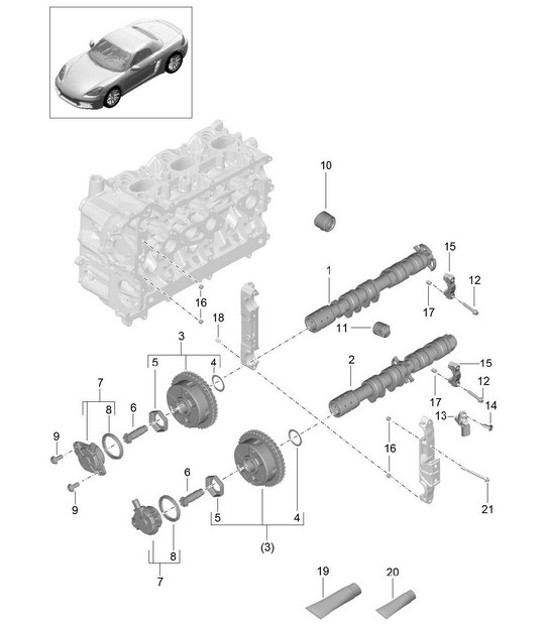 Diagram 103-010 Porsche Cayman 2.7L 987C 2006-08 Motore