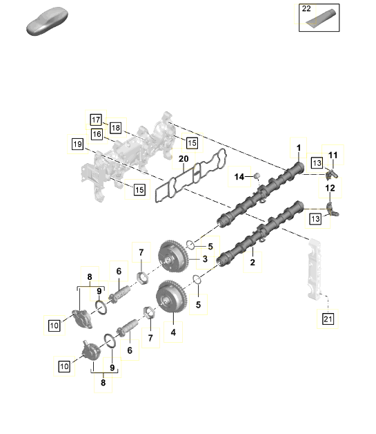 Diagram 103-011 Porsche 开曼 S 3.4L 987C 2005-08 引擎