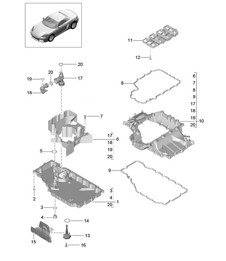 Engine lubrication / Oil sump 718 (982) Boxster 2017>>