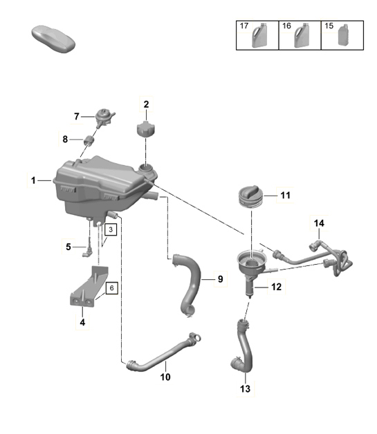 Diagram 105-020 Porsche 开曼 S 3.4L 987C 2005-08 引擎