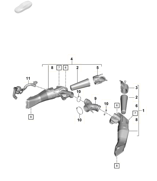 Diagram 106-010 Porsche Panamera 970 MK2 (2014-2016) Engine