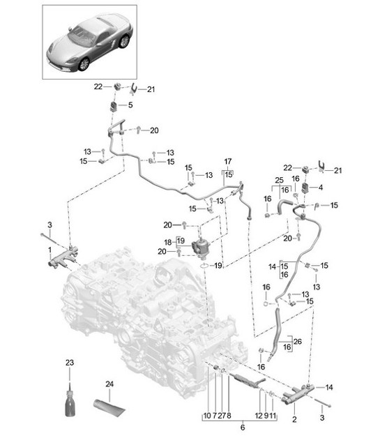 Diagram 107-005 Porsche 997 (911) MK2 2009-2012 Moteur
