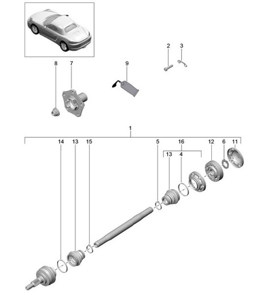 Diagram 501-005 Porsche Boxster 986/987/981 (1997-2016) Rear Axle