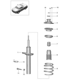 Schokdempers / Schroefveer 718 (982) Boxster 2017>>