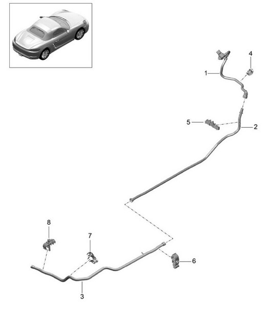 Conduite de dépression / servofrein - avant, centre, arrière - 718 (982) Boxster 2017>>