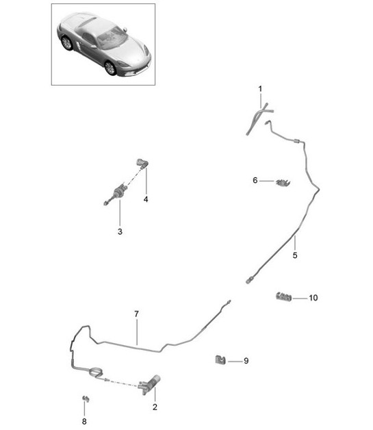 Diagram 702-008 Porsche 997 Carrera 4 3.6L 2005>> Système de levier manuel, groupe de pédales 