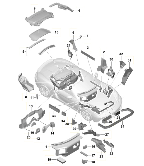 Diagram 807-080 Porsche 991 (911) MK2 2016-2018 Carrosserie