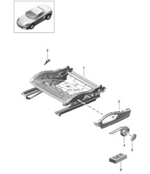 Telaio sedile / Sedile sportivo Plus / Accessori / Set di riparazione / Riconoscimento sedile occupato / Rivestimento per interruttore (PR:317, 318, 323, 324) 718 (982) Boxster 2017>>
