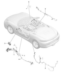 Wiring looms doors / Centre console/  Control unit doors / Convertible top control 718 (982) Boxster 2017>>