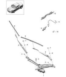 Windscreen wiper system, compl. /  Rain sensor 718 (982) Boxster 2017>>