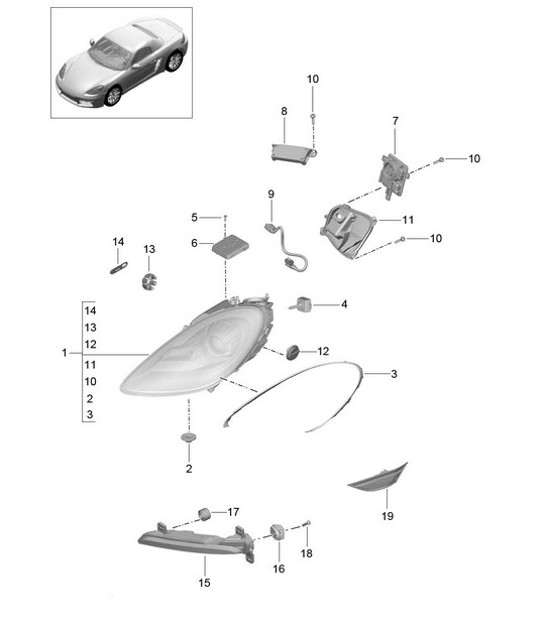 Diagram 905-001 Porsche Macan (95B) MK1 (2014-2018) Materiale elettrico