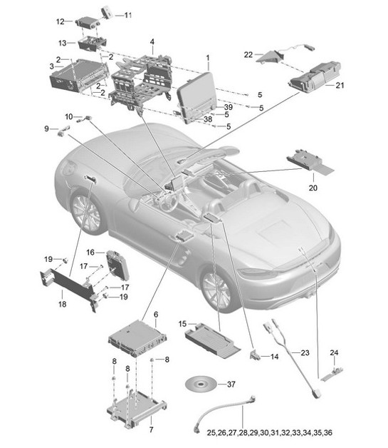 Diagram 911-000 Porsche 卡宴 Turbo / Turbo S 4.8L 2007>> 电子设备