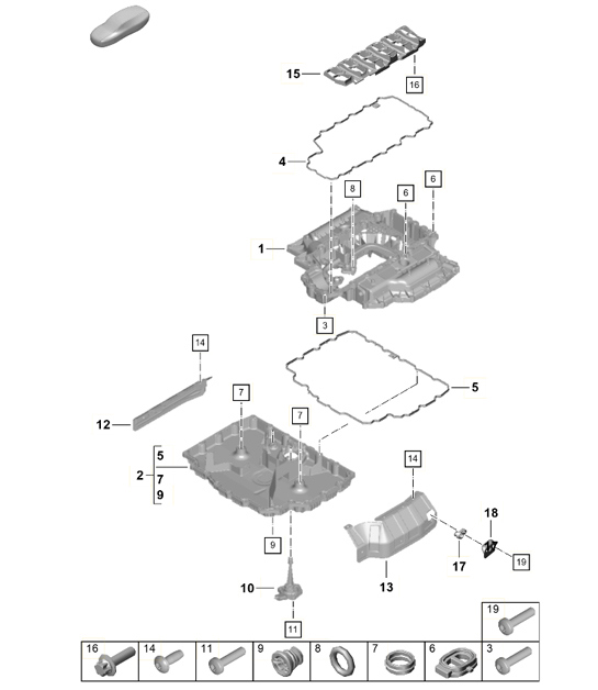 Diagram 104-003 Porsche 卡宴 Coupe E-Hybrid V6 3.0L 340Hp 
