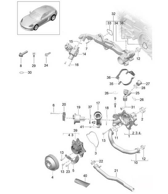 Diagram 105-000 Porsche 卡宴 V6 3.0L 柴油 245HP 引擎