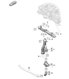 Asembly carier / Coolant pipe 718C (982C) Cayman GTS 4.0L 2017>>