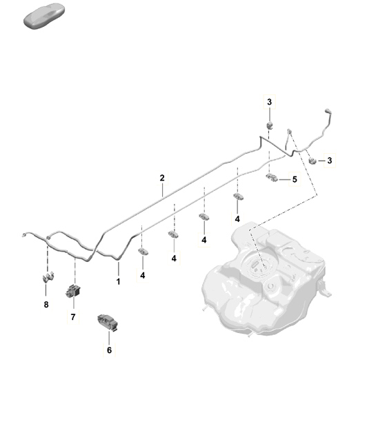 Diagram 201-010 Porsche 997 MK1 GT3 2007-09 Fuel System, Exhaust System