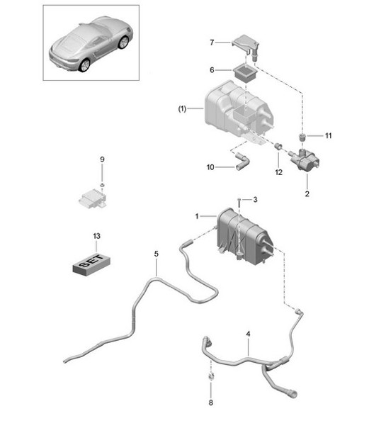 Diagram 201-020 Porsche Cayman 987C/981C (2005-2016) Fuel System, Exhaust System