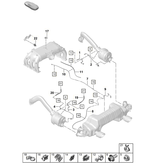 Diagram 202-020 Porsche 991 (911) MK1 2012-2016 Fuel System, Exhaust System