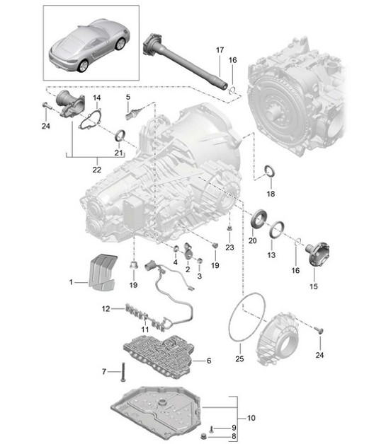 Diagram 320-005 Porsche Cayenne Turbo / Turbo S 4.8L 2007>> Transmisión