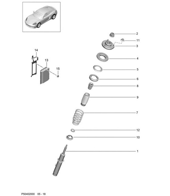 Suspension / Shock absorber strut 718C (982C) Cayman 2017>>