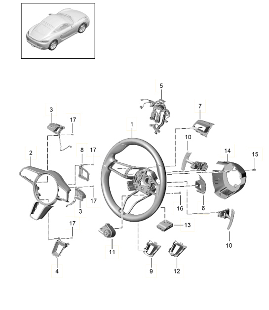 Steering wheel / Individual parts (PR:858,XLL) 718C (982C) Cayman 2017>>