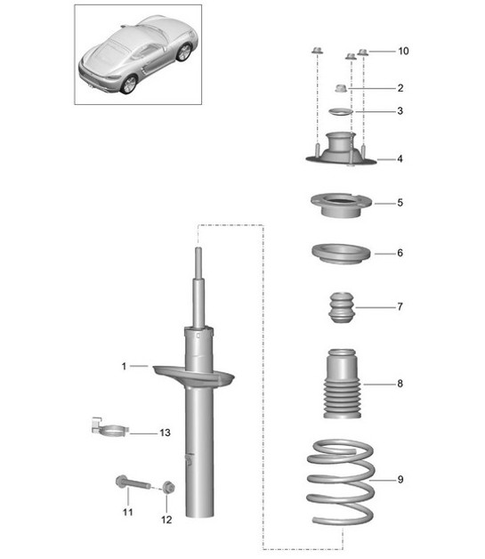 Diagram 502-000 Porsche Cayenne MK3 (958) 2010-2017 Essieu arrière