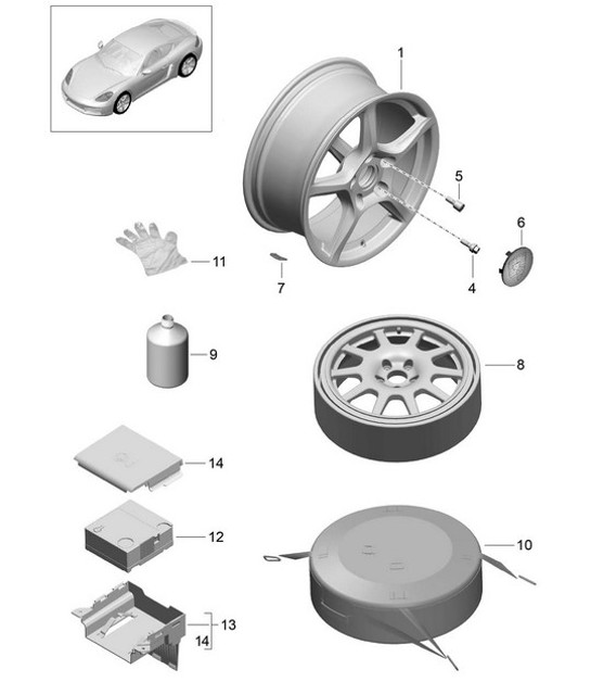 Diagram 601-000 Porsche Cayenne S/GTS 4.8L 2007>> Ruote, freni