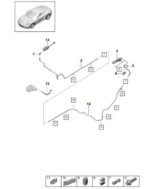 Diagram 703-100 Porsche Cayman 718 (982) 2017>> Système de levier manuel, groupe de pédales 
