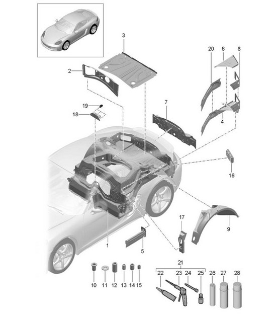 Diagram 801-035 Porsche Cayman 718 (982) 2017>> Carrozzeria