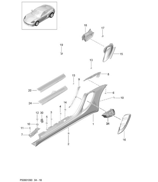 Diagram 801-090 Porsche 开曼 S 3.4L 987C 2005-08  车身